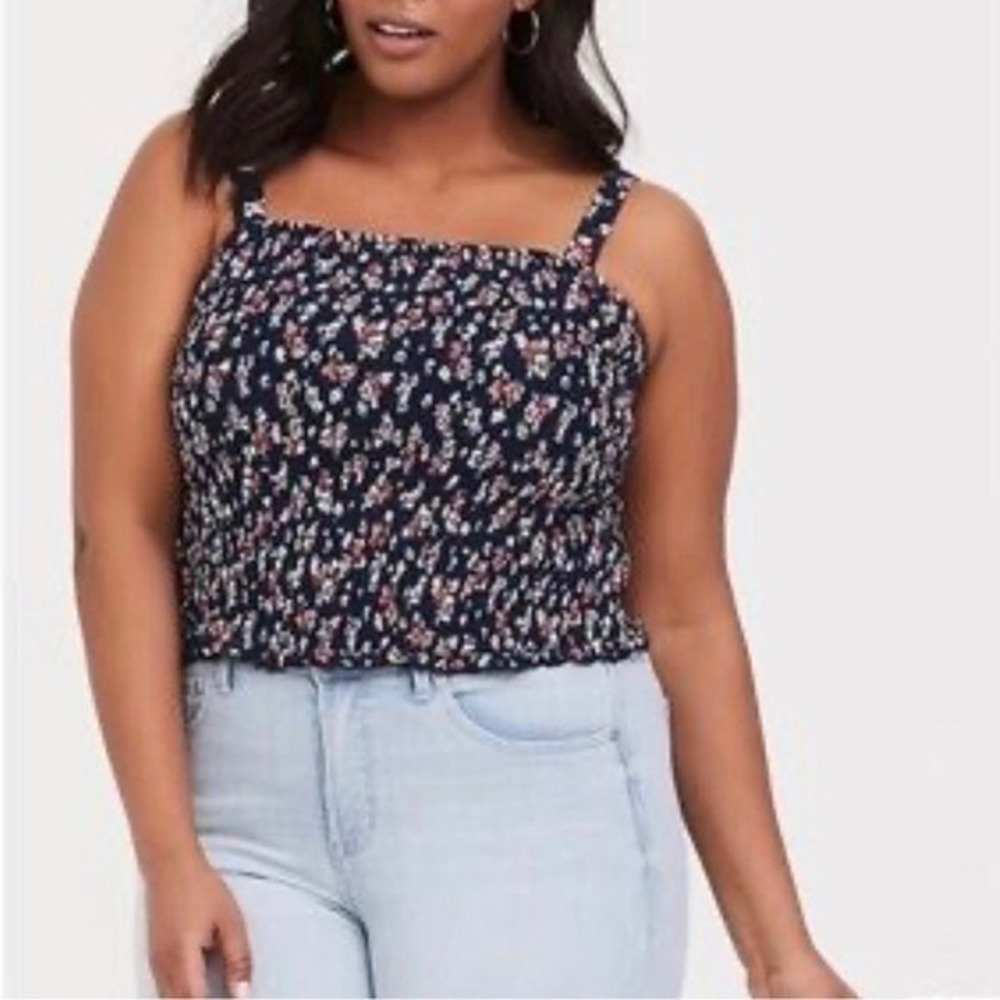 Torrid Women 5X Plus Tank Top Crop Stretch Blue Black Y2K Clubwear